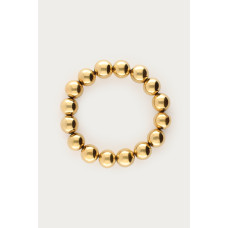 ოქროსფერი ელასტიური სამაჯური მსხვილი მძივებით